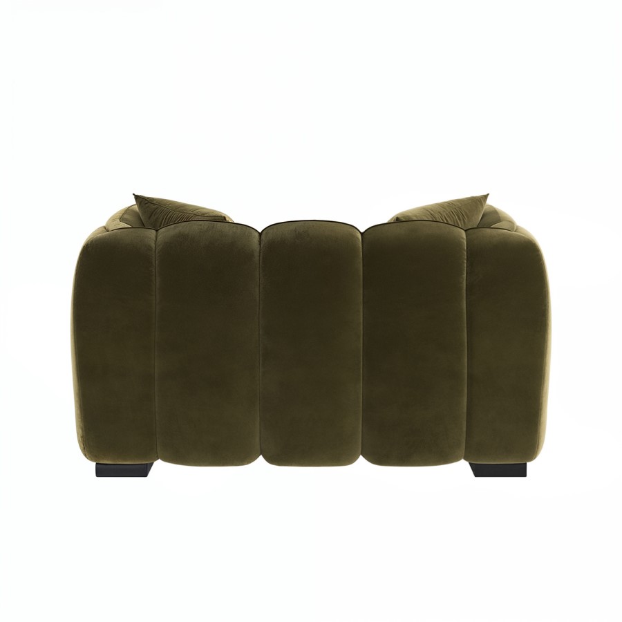 Khaki Green Velvet Love Seat - Elod