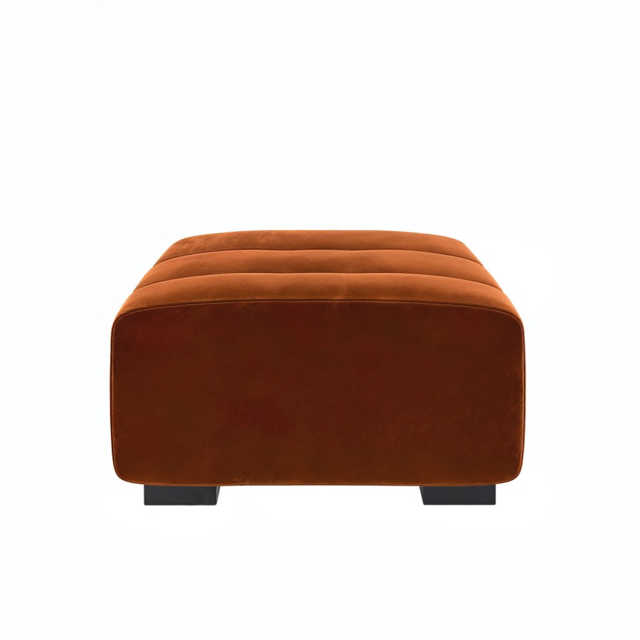 Burnt Orange Velvet Footstool - Elod