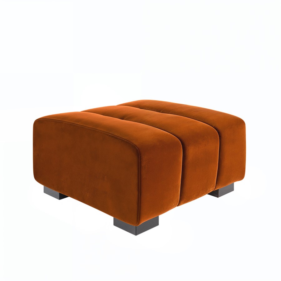 Burnt Orange Velvet Footstool - Elod