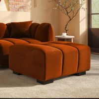 Burnt Orange Velvet Footstool - Elod