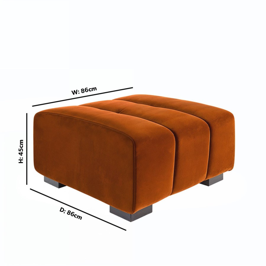 Burnt Orange Velvet Footstool - Elod