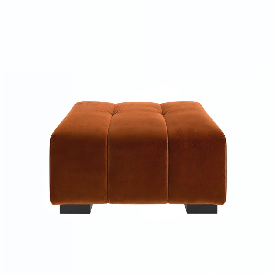 Burnt Orange Velvet Footstool - Elod