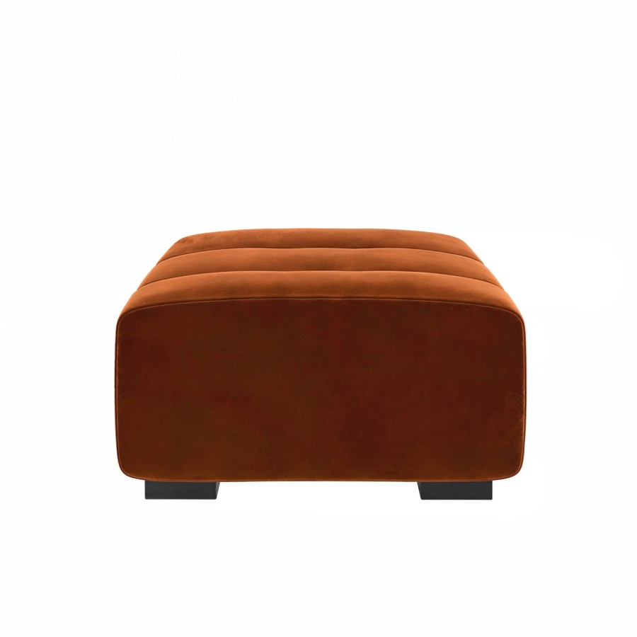 Burnt Orange Velvet Footstool - Elod
