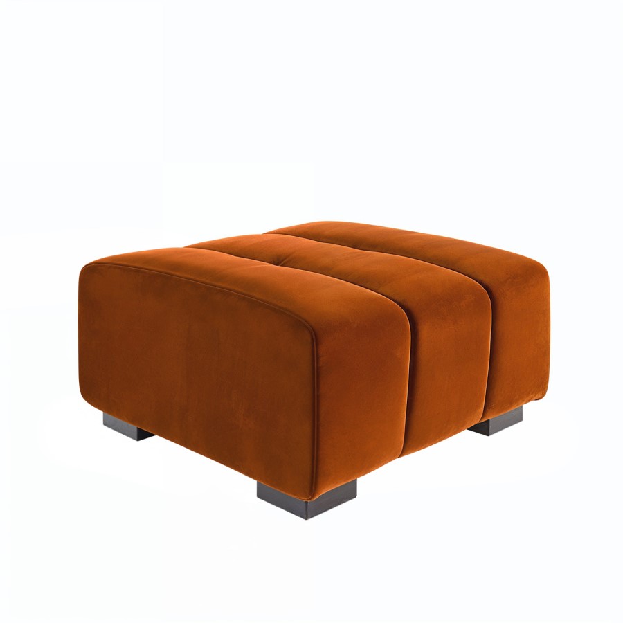 Burnt Orange Velvet Footstool - Elod