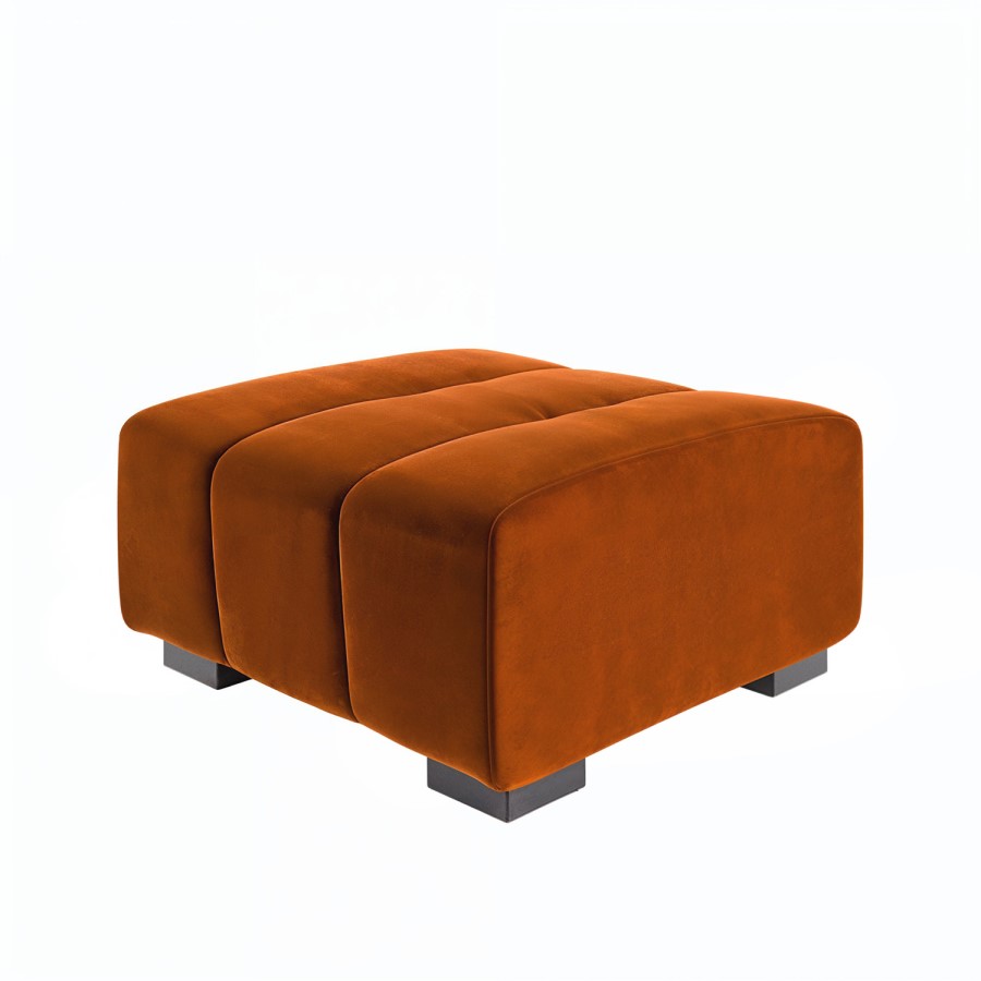 Burnt Orange Velvet Footstool - Elod