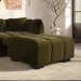 Khaki Green Velvet Footstool - Elod