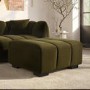 Khaki Green Velvet Footstool - Elod