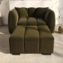 Khaki Green Velvet Footstool - Elod