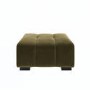 Khaki Green Velvet Footstool - Elod