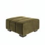 Khaki Green Velvet Footstool - Elod