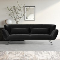 GRADE A1 - Black Velvet 3 Seater Sofa - Eli