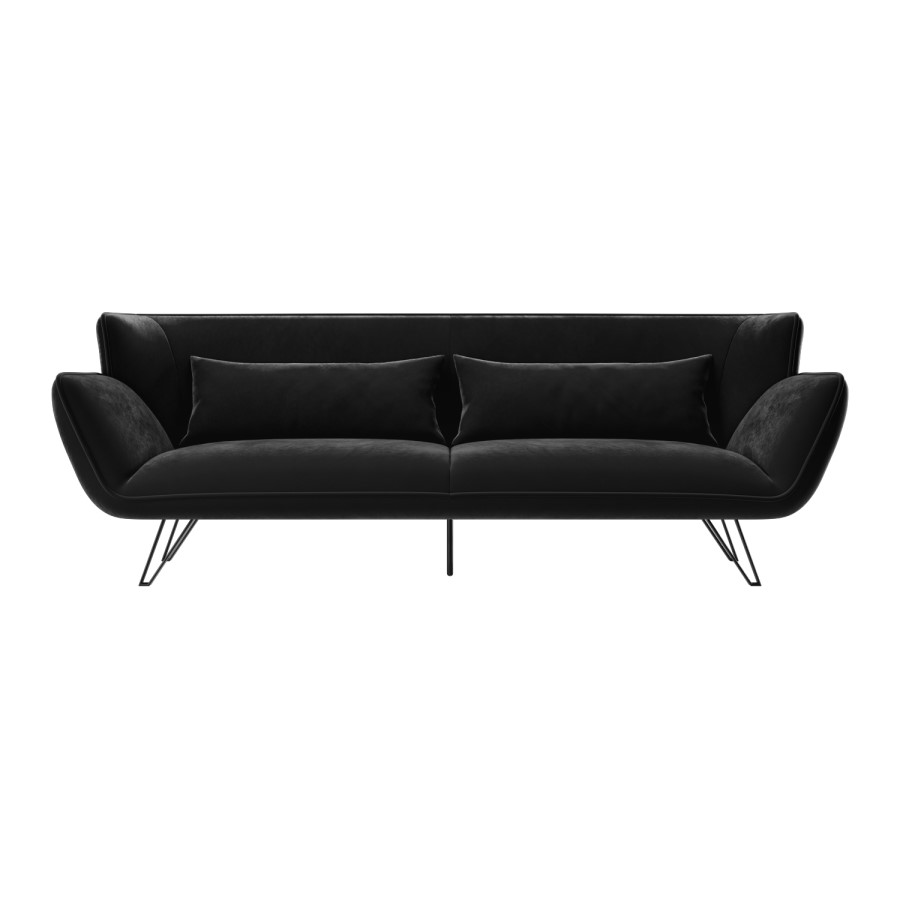 GRADE A1 - Black Velvet 3 Seater Sofa - Eli