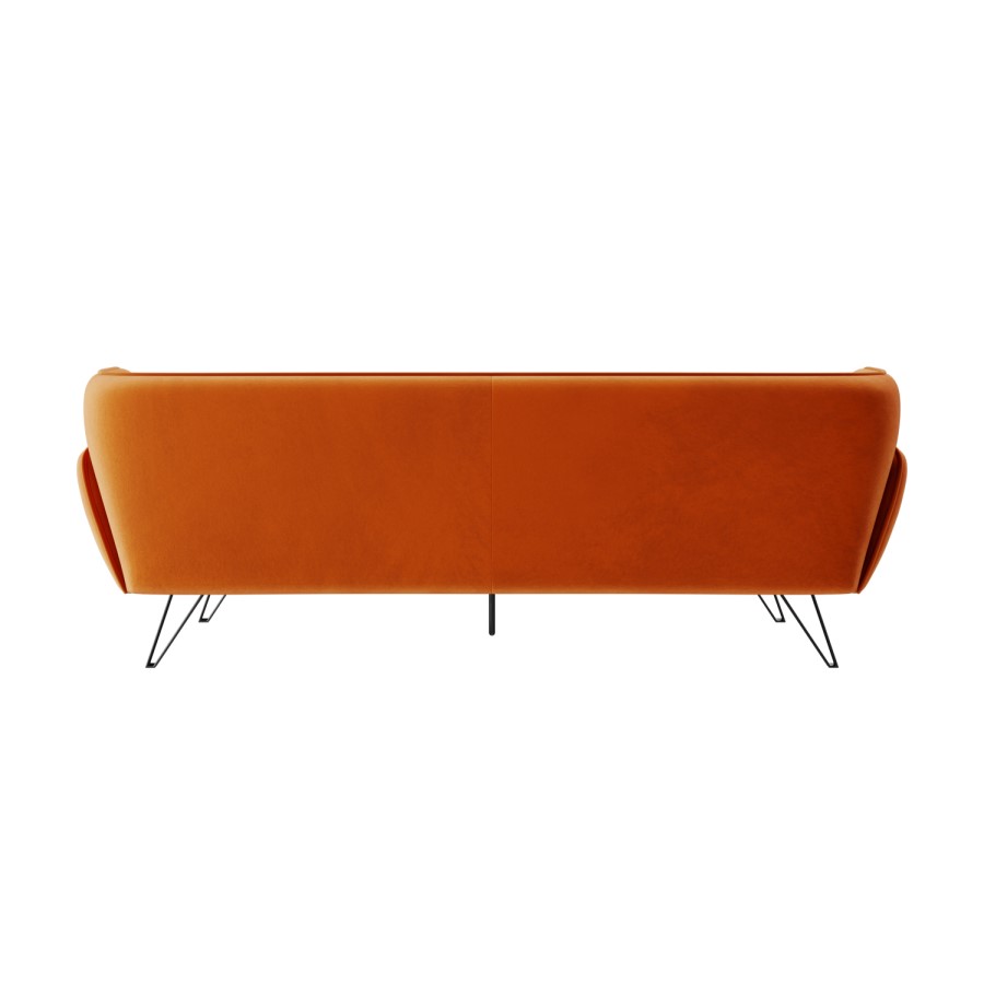 GRADE A2 - Orange Velvet 3 Seater Retro Sofa - Eli