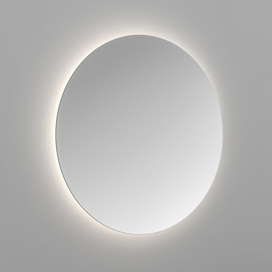 Round Backlit Bathroom Mirror with Battery Operated Lights 600mm - Elio