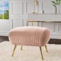 Blush Pink Velvet Pouffe Stool with Pleated Detail - Elle