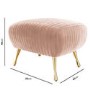 Blush Pink Velvet Pouffe Stool with Pleated Detail - Elle