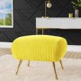 GRADE A1 - Yellow Velvet Pouffe Stool with Pleated Detail - Elle