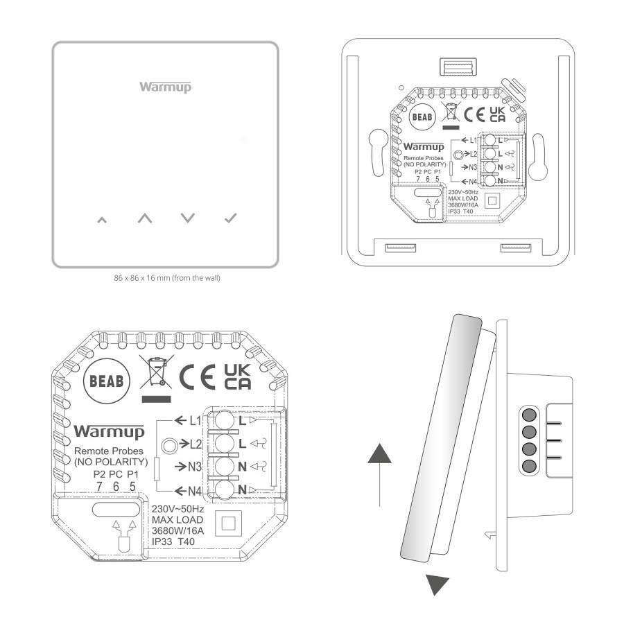 Element White WiFi Underfloor Heating Thermostat - Warmup
