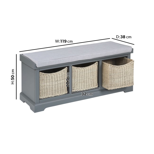 Grey Shoe Storage Bench with Baskets - Elms