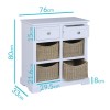 GRADE A2 - Elms Farmhouse White Shoe Cabinet Storage Sideboard with Wicker Baskets