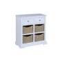 GRADE A3 - Elms Farmhouse White Shoe Cabinet Sideboard with Wicker Baskets