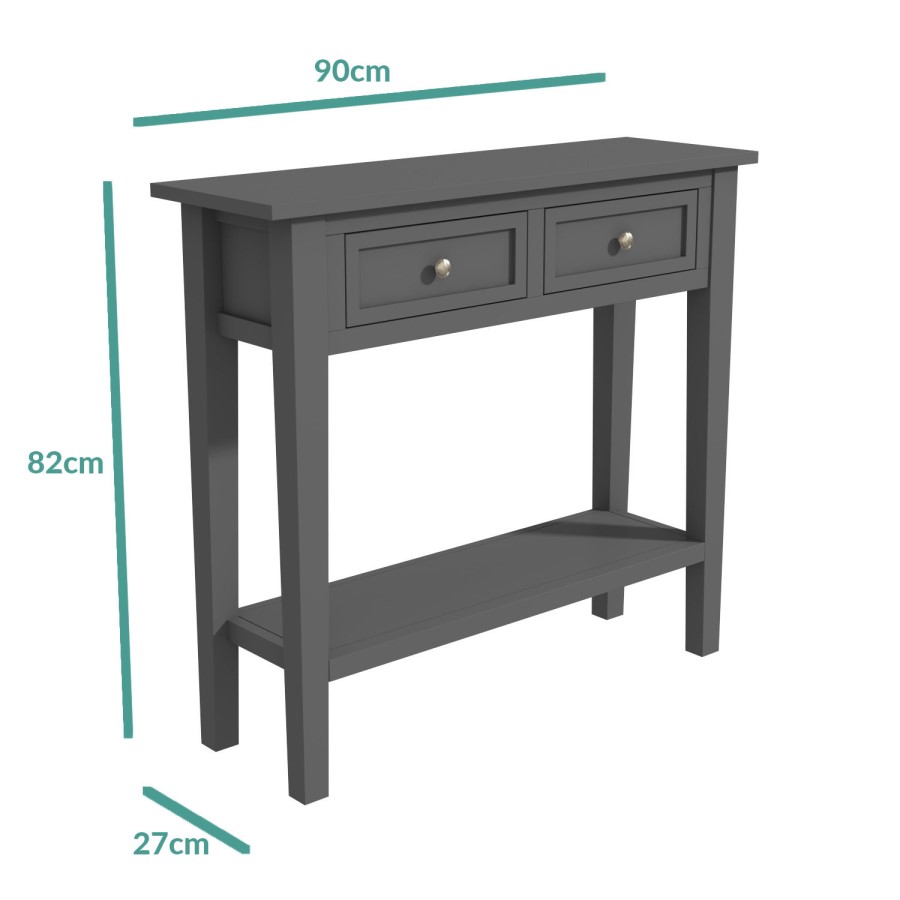 GRADE A2 - Narrow Grey Console Table with Drawers - Elms