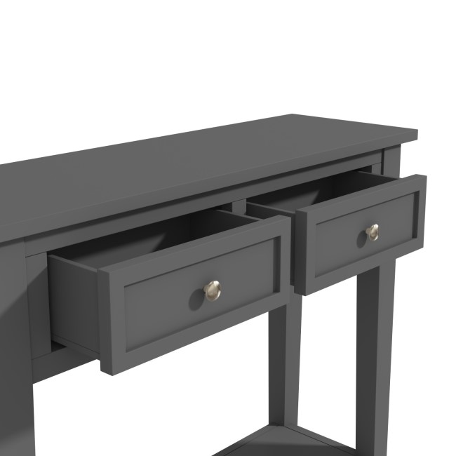 Narrow Grey Console Table with Drawers - Elms