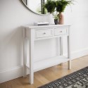 ELM008B Small Narrow White Wood Console Table with Drawers - Elms