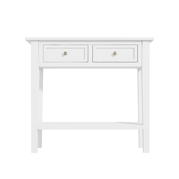 Small Narrow White Wood Console Table with Drawers - Elms