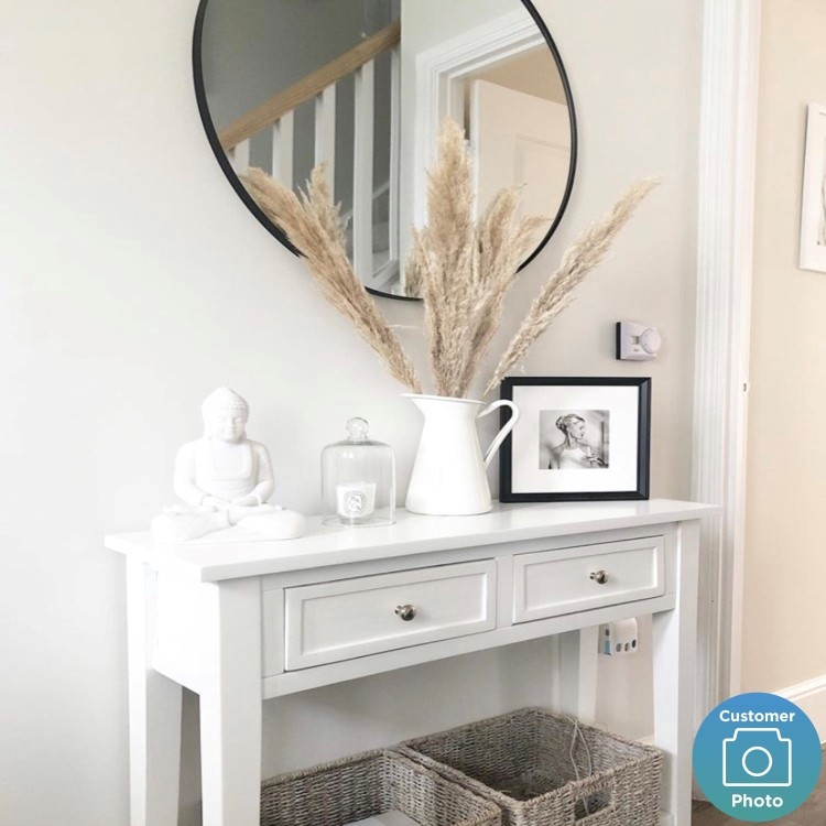 Small Narrow White Wood Console Table with Drawers - Elms