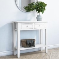 GRADE A2 - Narrow Console Table with Drawers in White - Elms