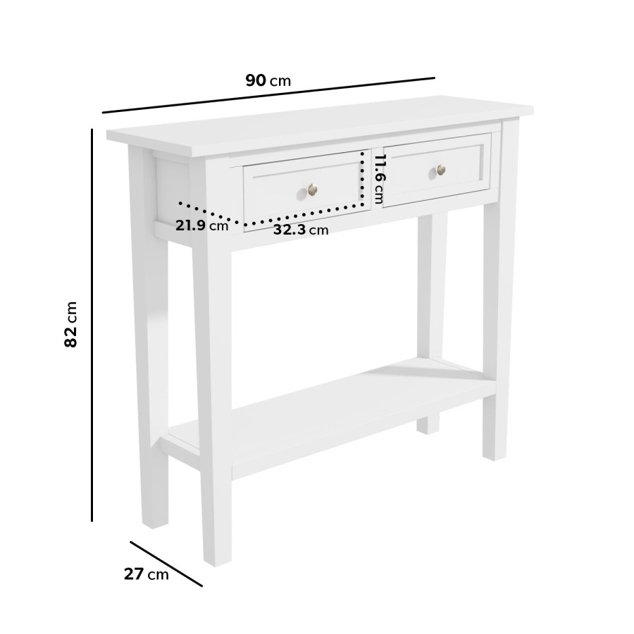 GRADE A1 - Narrow Console Table with Drawers in White - Elms