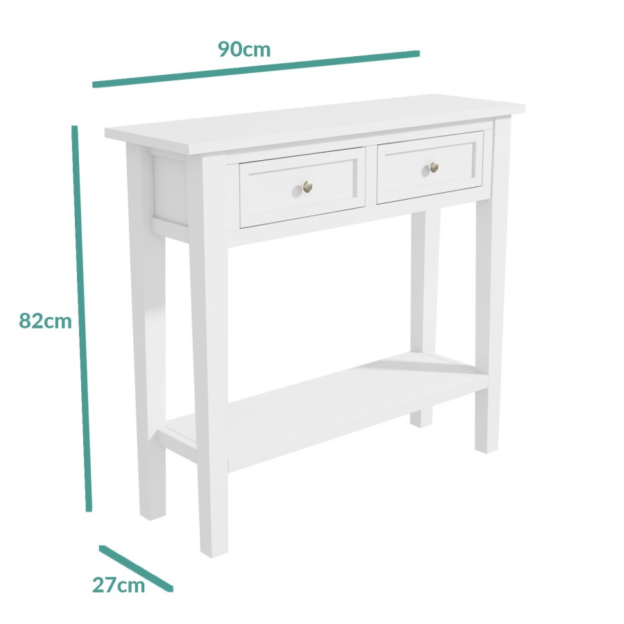 GRADE A2 - Narrow Console Table with Drawers in White - Elms