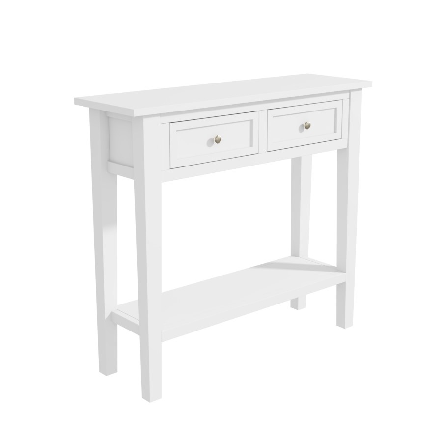 GRADE A2 - Narrow Console Table with Drawers in White - Elms