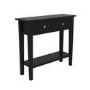 GRADE A1 - Small Narrow Black Wood Console Table with Drawers - Elms