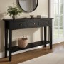 Large Narrow Console Table in Black Wood with Drawers - Elms