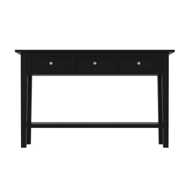 Large Narrow Console Table in Black Wood with Drawers - Elms