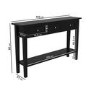 Large Narrow Black Wood Console Table with Drawers - Elms