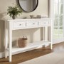 Large Narrow Console Table in White Wood with Drawers - Elms