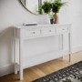 Large Narrow White Wood Console Table with Drawers - Elms