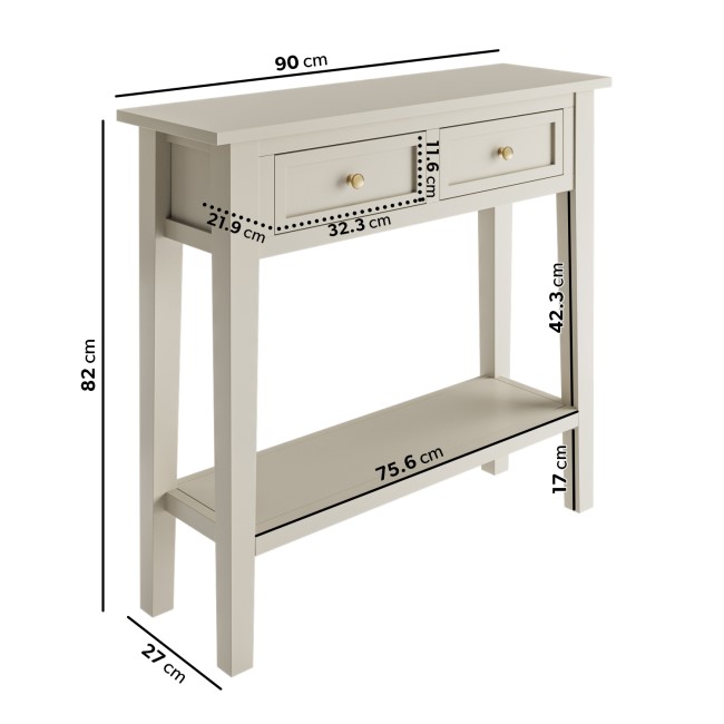 Small Narrow Taupe Wood Console Table with Drawers - Elms