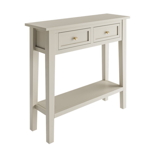 Small Narrow Taupe Wood Console Table with Drawers - Elms