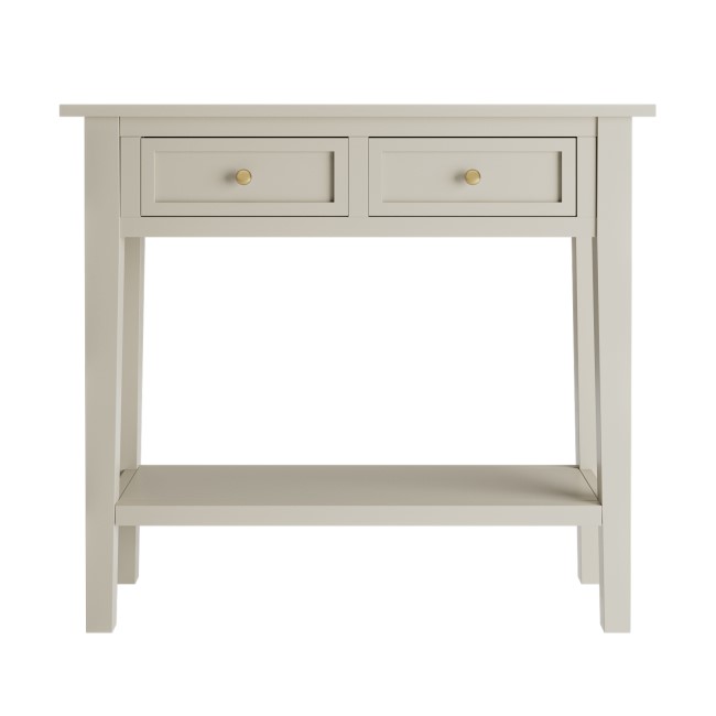 Small Narrow Taupe Wood Console Table with Drawers - Elms