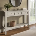 ELM015 Large Narrow Taupe Wood Console Table with Drawers - Elms