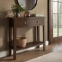 Small Narrow Walnut Console Table with Drawers - Elms