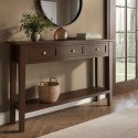 ELM017 Large Narrow Walnut Console Table with Drawers - Elms