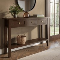 Large Narrow Walnut Console Table with Drawers - Elms