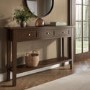 Large Narrow Walnut Console Table with Drawers - Elms