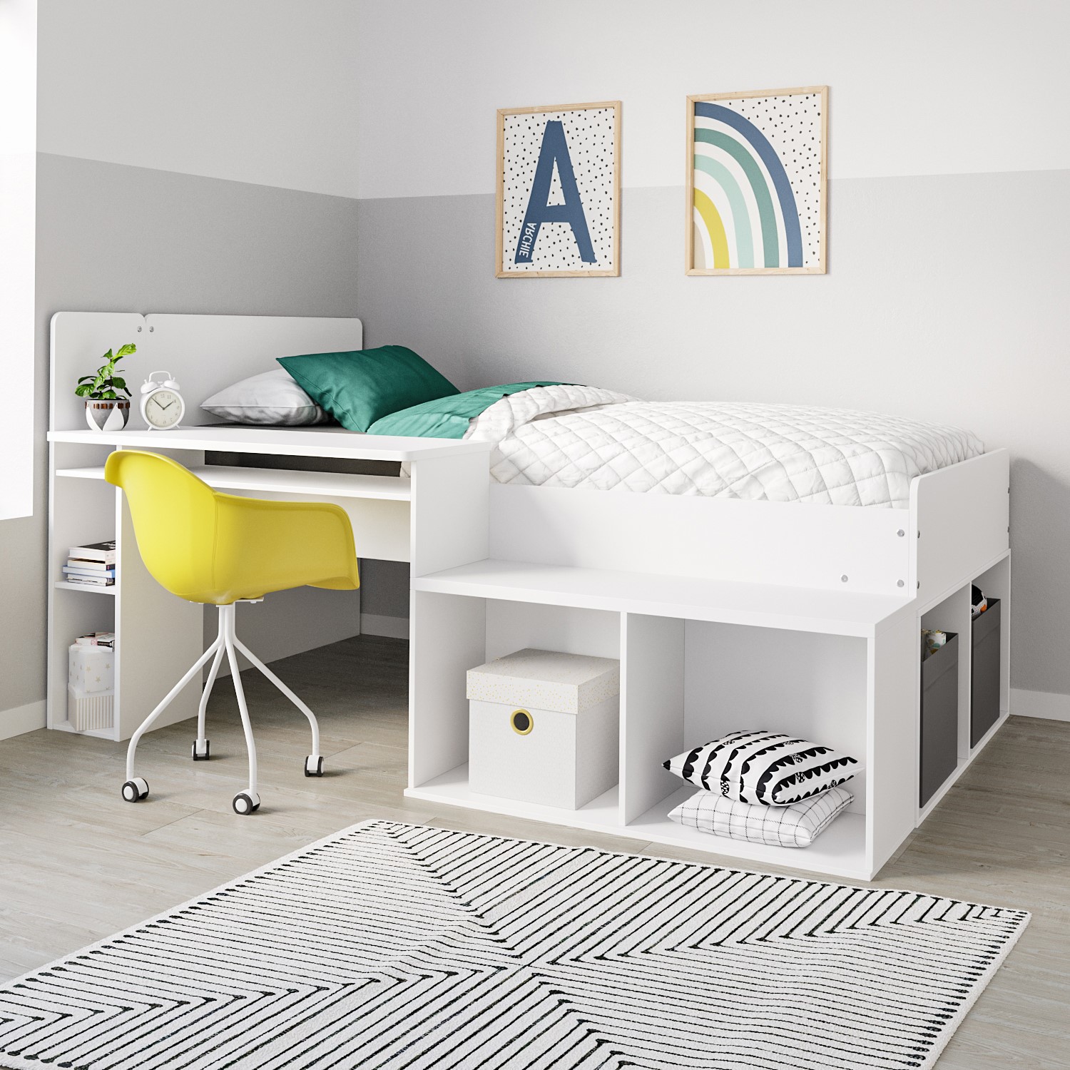 Photo of White cabin bed with desk and storage - ellison