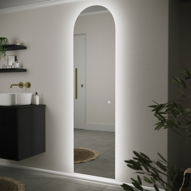 Arched Backlit Heated Bathroom Mirror with Lights 500 x 1800mm - Elod